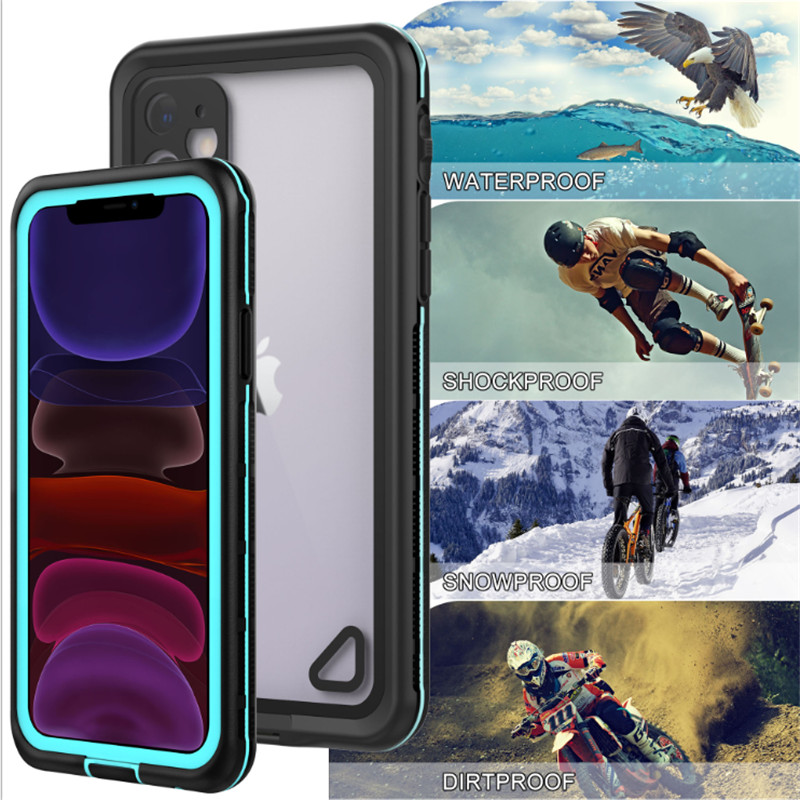 Nowy komputer + tpe + pet wodoodporny, pyłoszczelny, odporny na śnieg, akcesoria do telefonu Etui na iPhone'a 11 (niebieskie) przezroczysta tylna obudowa