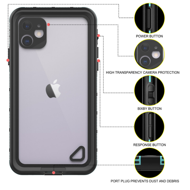 Nowy komputer + tpe + pet wodoodporny, pyłoszczelny, odporny na śnieg, akcesoria do telefonu Etui na iPhone'a 11 (niebieskie) przezroczysta tylna obudowa