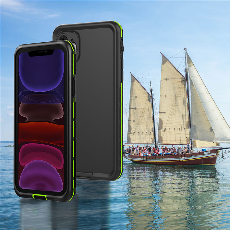 wodoodporny worek na telefon z wodoodporną obudową telefonu komórkowego dla iphone 11 (czarny) z solidnym kolorem tylnej pokrywy
