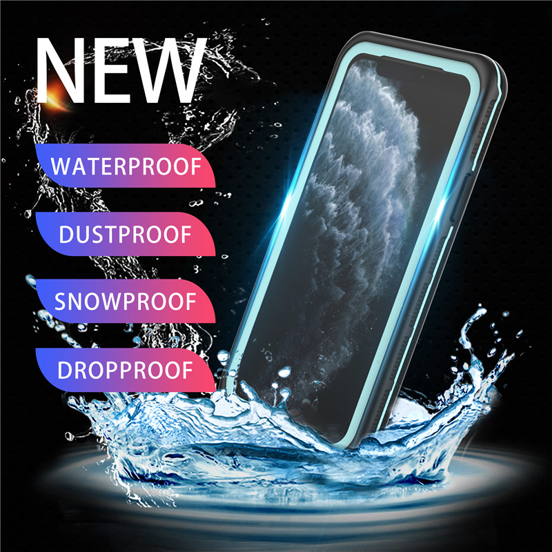 Wodoodporne akcesoria do telefonów komórkowych Wodoodporna torba na zatapialną obudowę telefonu iPhone 11 pro (niebieska) z jednolitą kolorową tylną obudową