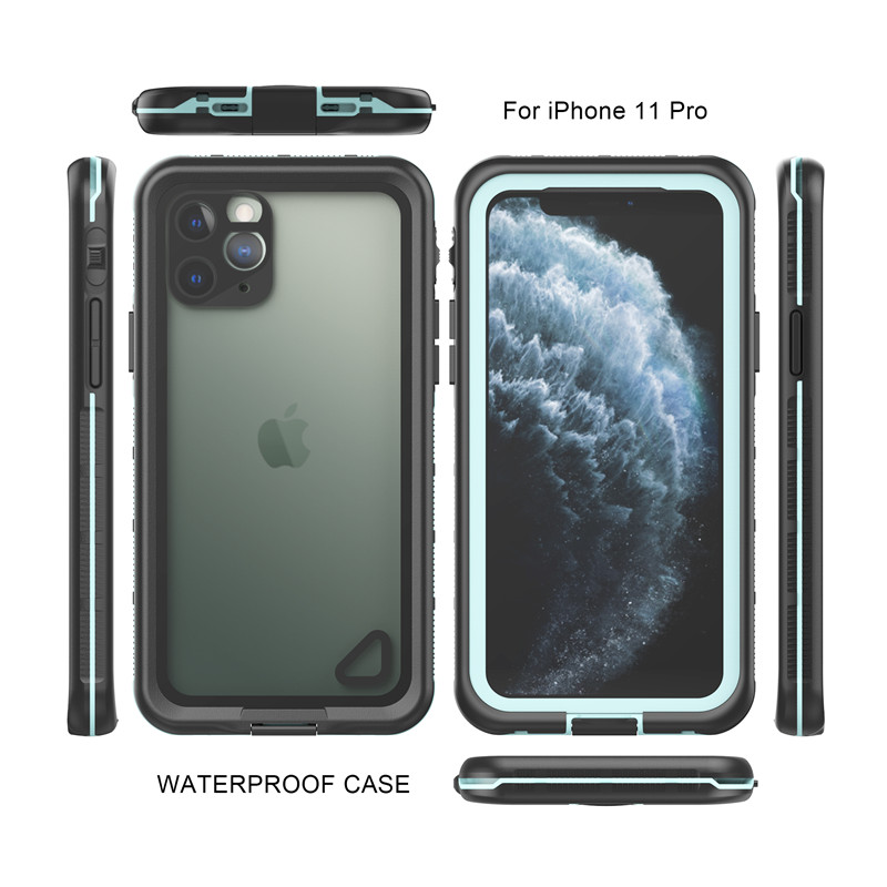 Wodoodporna komórka najlepiej iPhone 11 pro wodoodporny wodoodporny wodoodporny iPhone 11 pro (niebieski) z przezroczystą tylną obudową