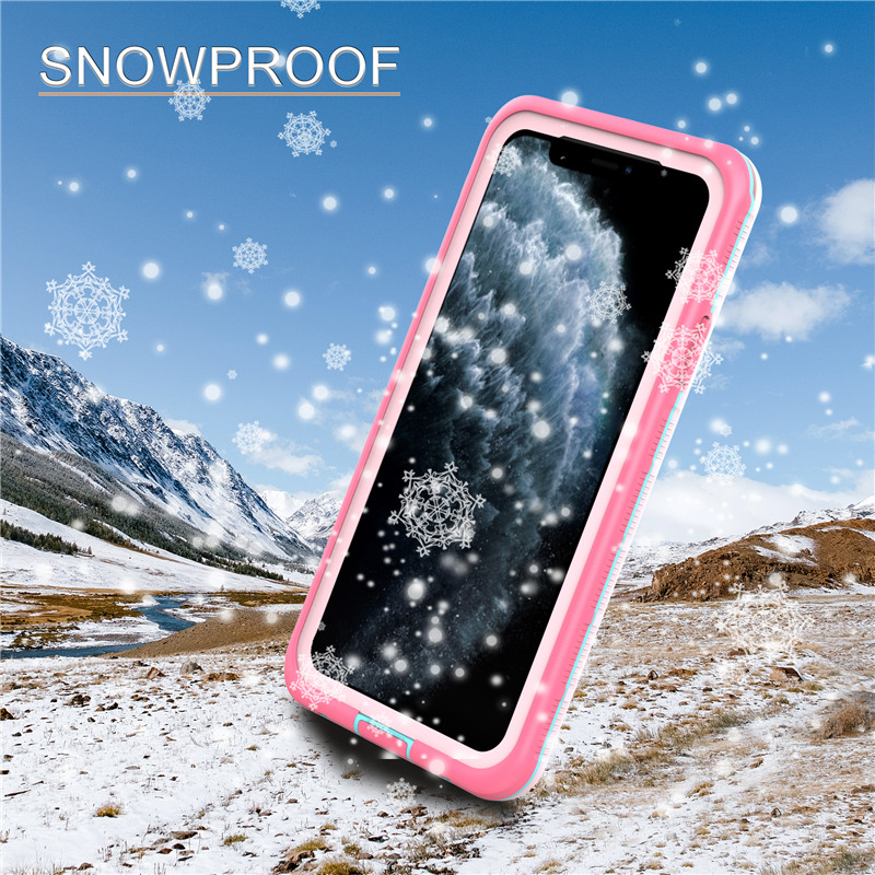 Wodoodporne etui pokrowiec pyłoszczelny iPhone 11 pro max etui drycase wodoodporne etui na telefon komórkowy (różowe) z przezroczystą tylną obudową