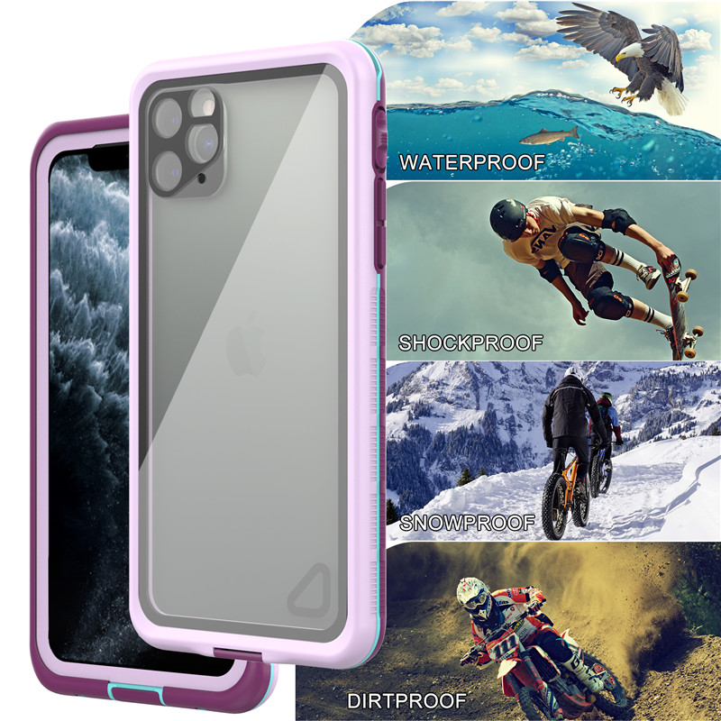 Wodoodporny telefon kieszeń najlepszy tani wodoodporny iphone 11 pro max futerał nieśmiertelny wodoodporny iphone case (fioletowy) z przezroczystym oparciem