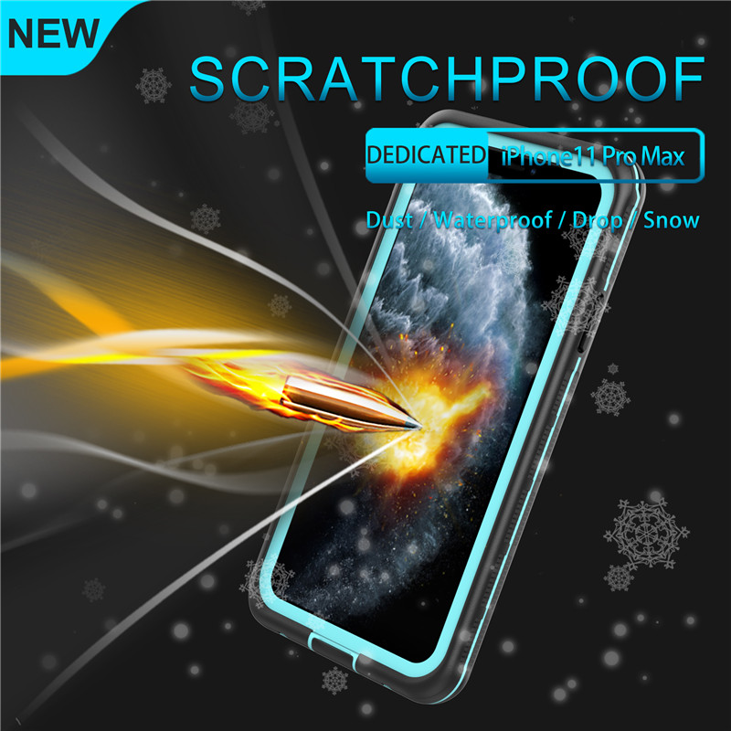 Najlepszy wodoodporny iphone 11 pro max case iphone futeral podwodny iphone case (niebieski) z przezroczystym oparciem