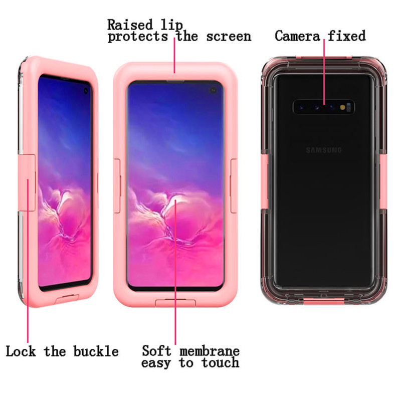 Nowe tanie wodoodporne etui na telefon Samsung S10 (różowy)