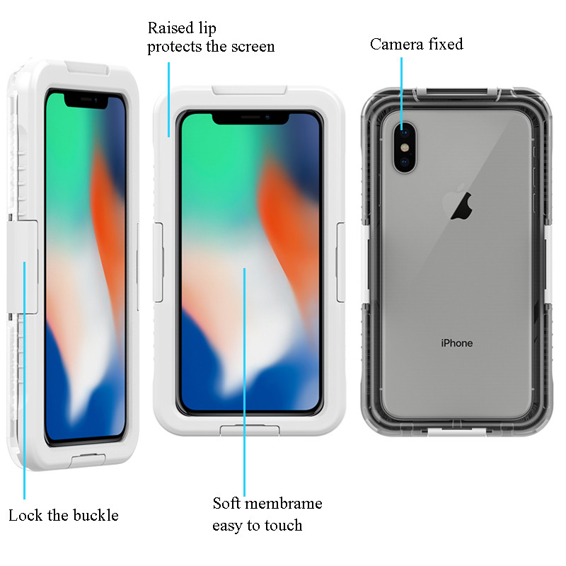 Uniwersalny wodoodporny futerał na telefon komórkowy mały przezroczysty wodoodporny futerał futerał na aparat podwodny dla iPhone XS Max (biały)