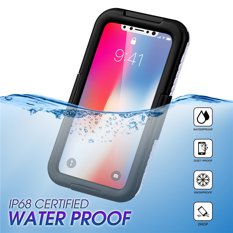 Wodoodporne etui do telefonu komórkowego iPhone XS wodoodporne etui tanie odporne na wstrząsy etui na iPhone'a (czarne)