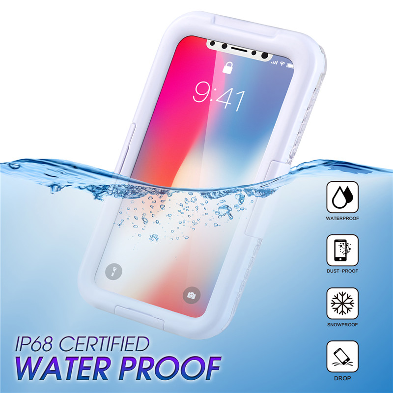 Wodoodporne i odporne na wstrząsy etui na iPhone'a wodoodporne etui blisko mnie obudowa aparatu do telefonu podwodnego do telefonu iPhone XS （biała)