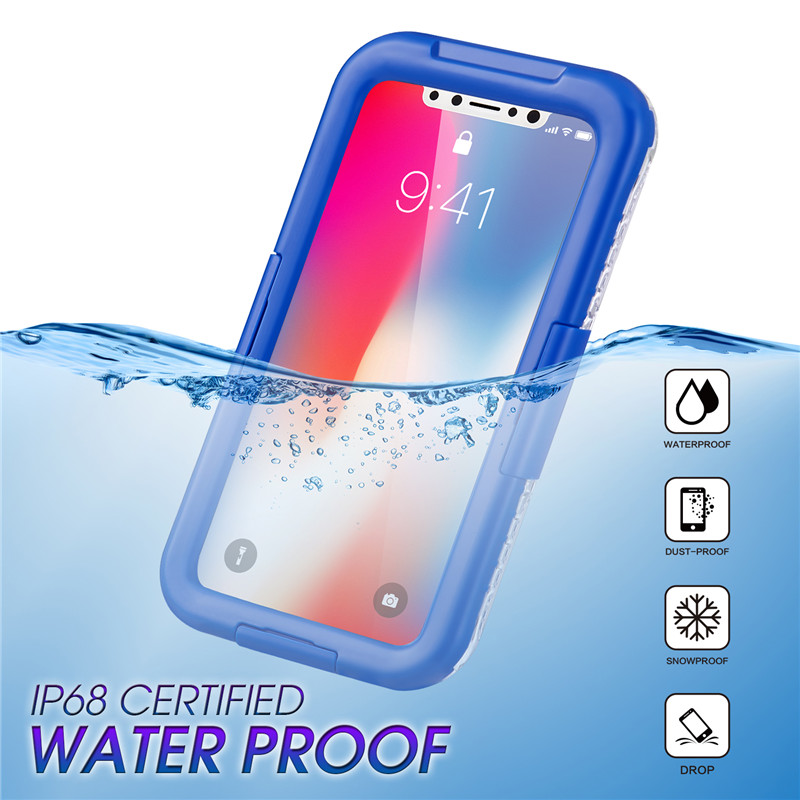 IP68 iphone case najlepszy wodoodporny telefon do pływania top wodoodporny iphone XS case (niebieski)