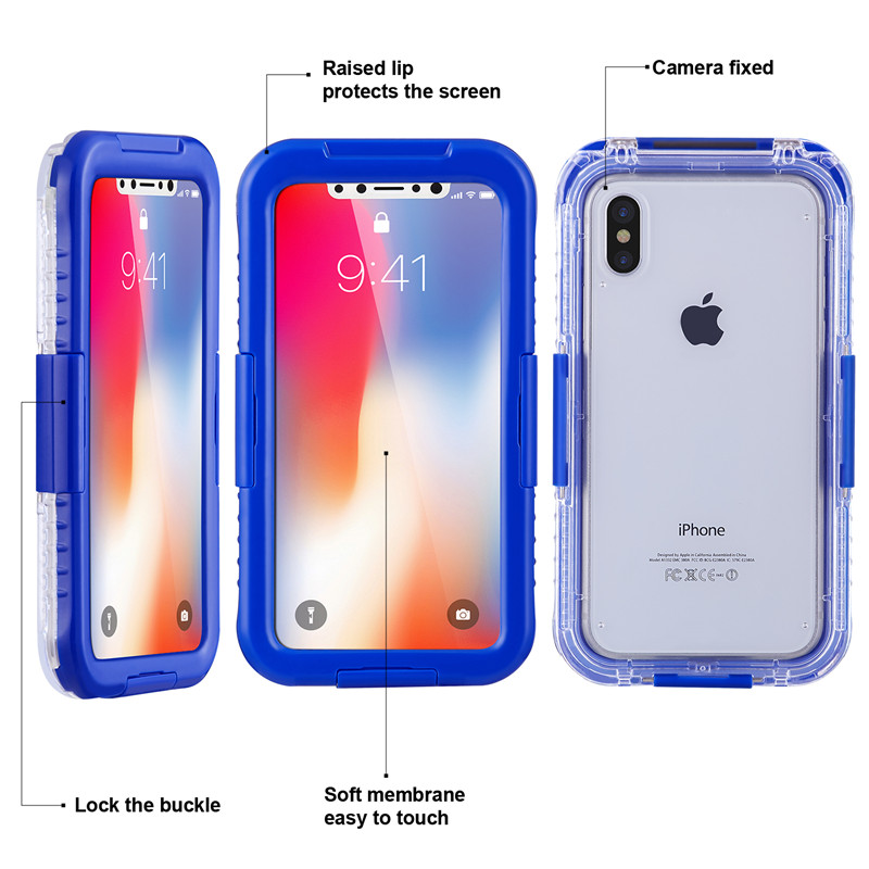 IP68 iphone case najlepszy wodoodporny telefon do pływania top wodoodporny iphone XS case (niebieski)